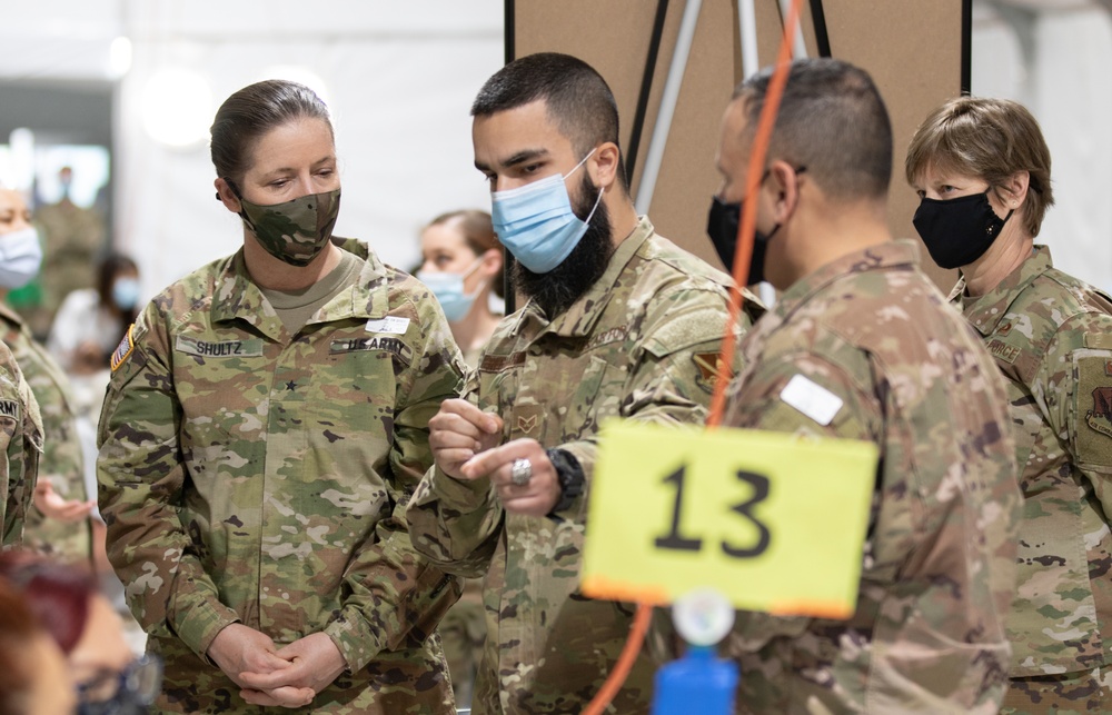 Brig. Gen. Shultz visits the Greenbelt Metro CVC as they continue to vaccinate thousands a day