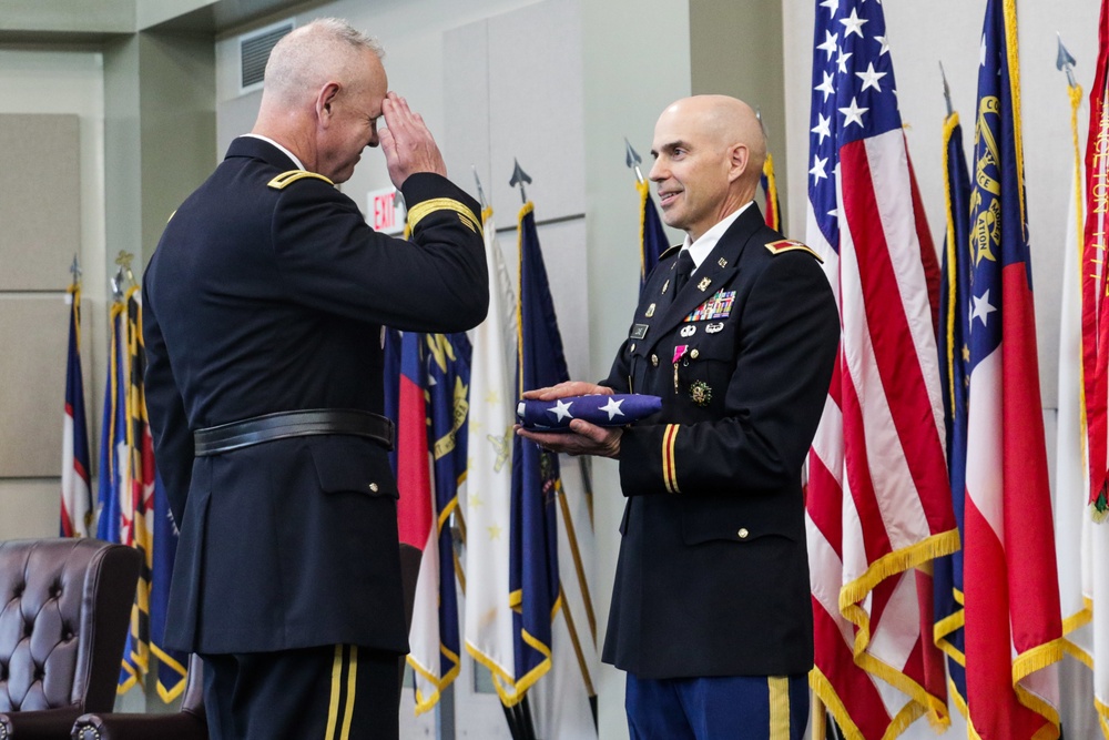 Army Brig Gen. Gentry Presents the Flag