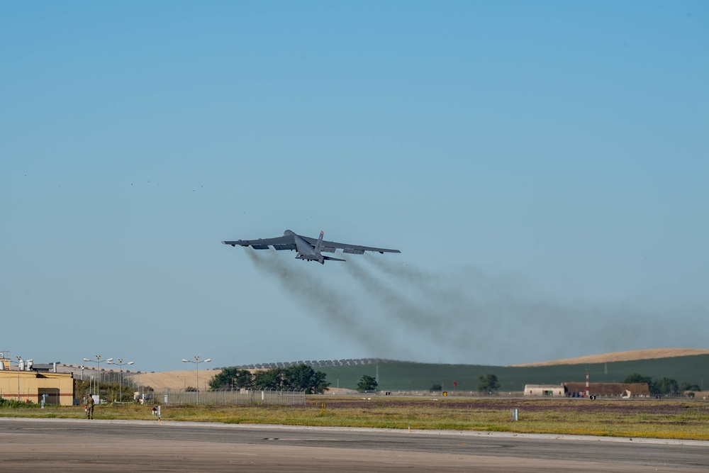 B-52s Take off from Morón Air Base for Strategic Operations