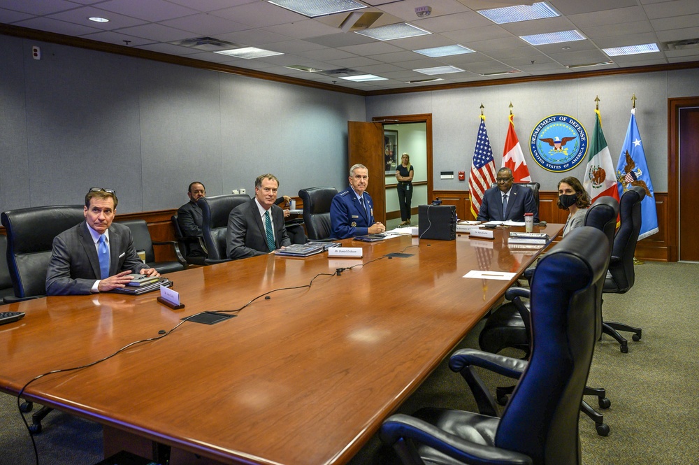 Secretary of Defense Lloyd J. Austin III participates in virtual North American Defense Ministerial meeting