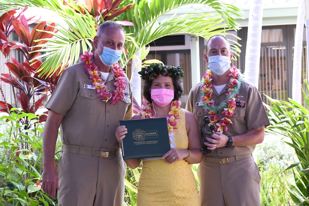 Rosemeyer accepts DAISY Award on behalf of her nominated breast cancer nurse