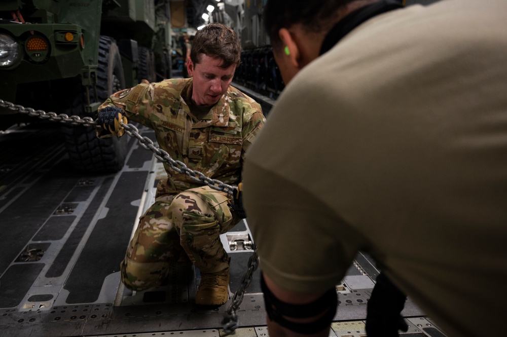 Mobility Guardian 21: C-17 tranports HIMARS to Volk Field