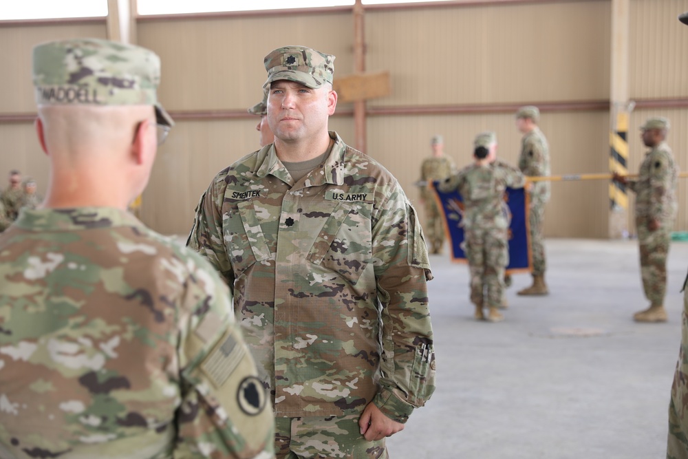 Transfer Of Authority ceremony with Task Force Raptor, 1st Battalion, 168th Aviation Regiment (General Support Aviation Battalion) officially assumed the mission from Task Force Coyote, 2nd Battalion, 104th Aviation Regiment (GSAB)