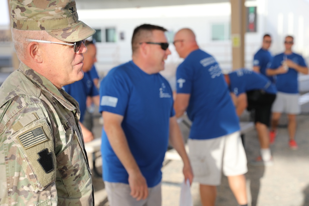 Soldiers and DoD civilians joined chaplains for a Prayer Walk at Camp Buehring, Kuwait.