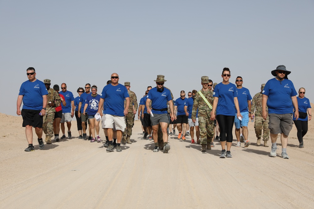 Soldiers and DoD civilians joined chaplains for a Prayer Walk at Camp Buehring, Kuwait.