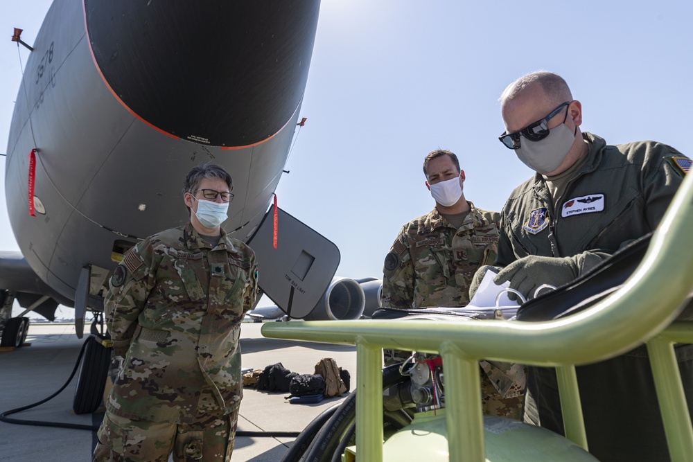 141st Air Refueling Squadron refuels EC-130J Commando Solo