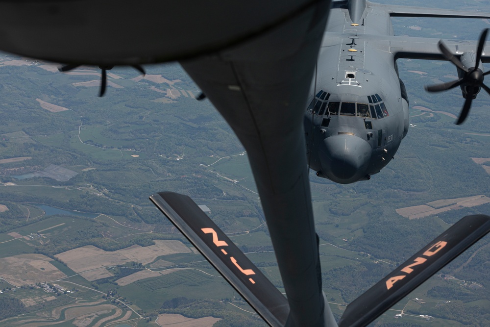 141st Air Refueling Squadron refuels EC-130J Commando Solo