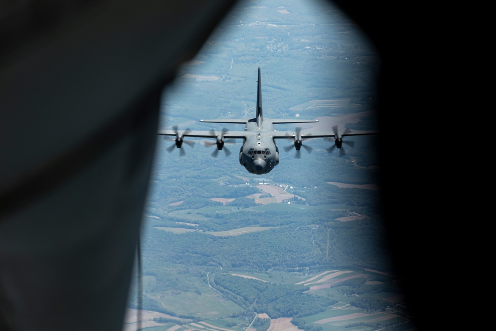 141st Air Refueling Squadron refuels EC-130J Commando Solo