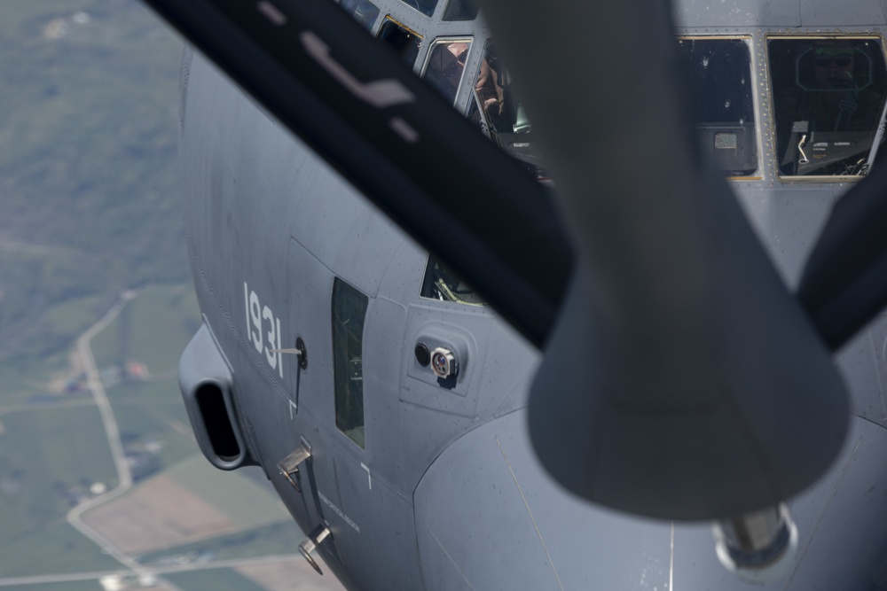 141st Air Refueling Squadron refuels EC-130J Commando Solo