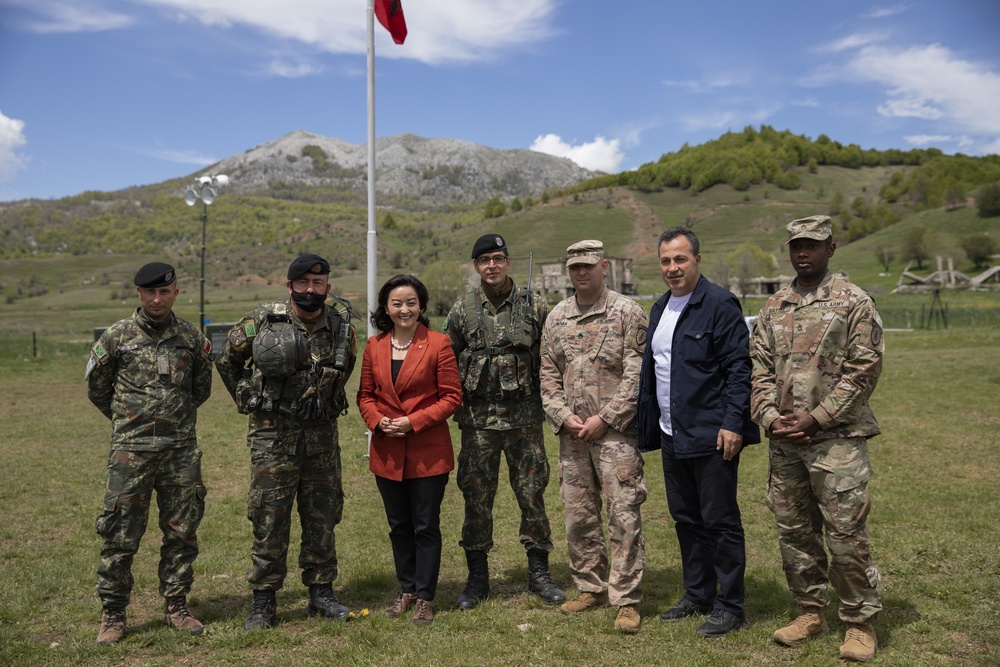 U.S. Ambassador to Albania, Yuri Kim, visits Albanian and U.S. Soldiers at training site