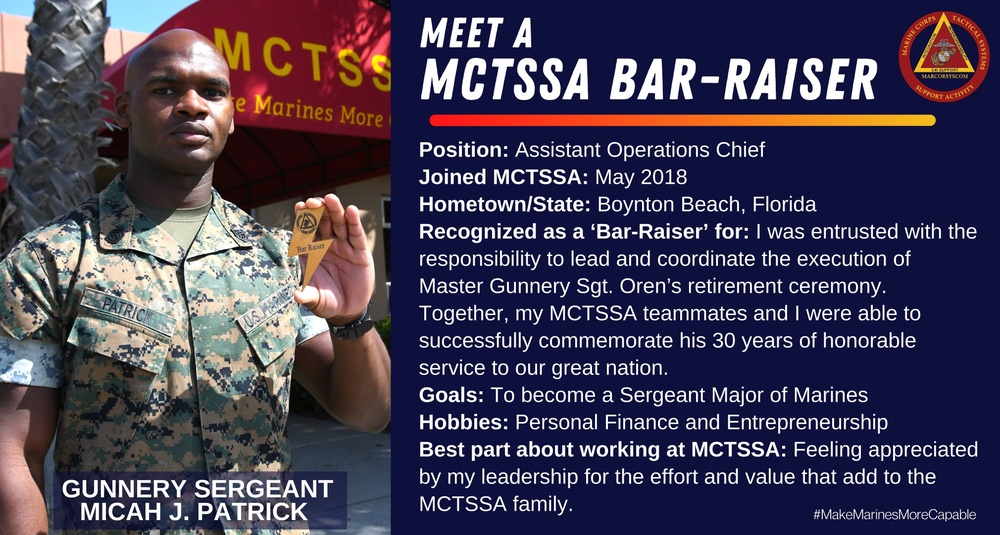 Meet a MCTSSA Bar-Raiser: Gunnery Sgt. Micah Patrick