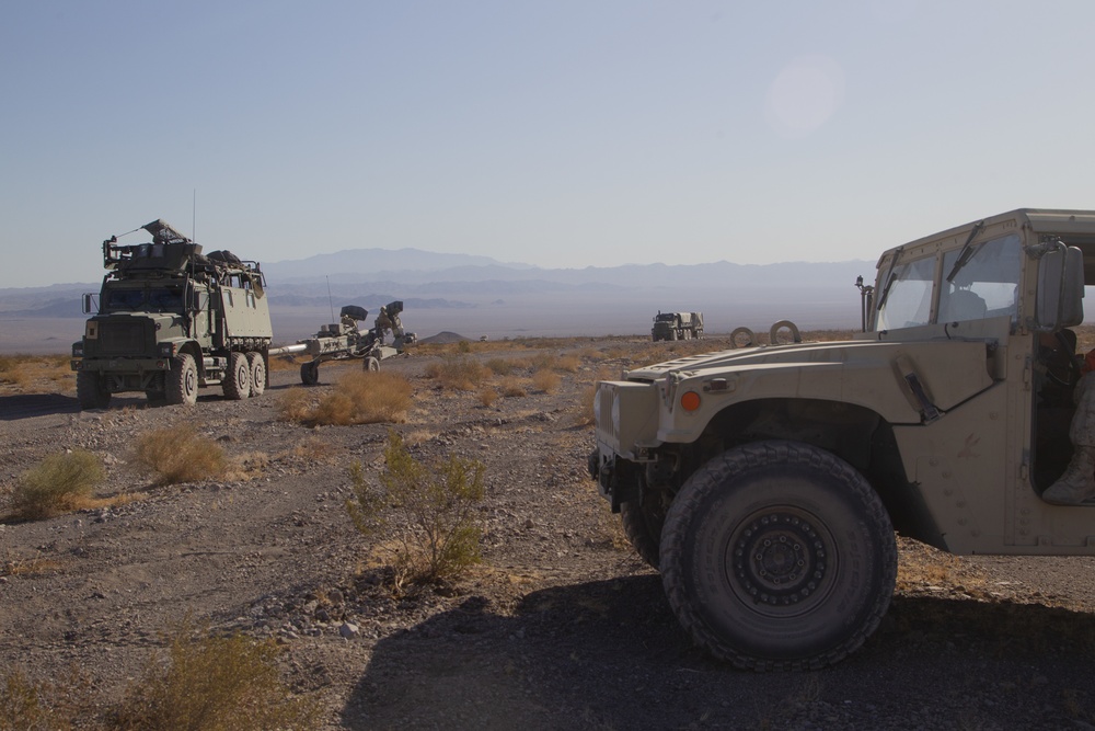 Bravo Battery trains in supported convoy operations