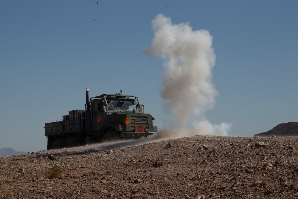 Bravo Battery trains in supported convoy operations
