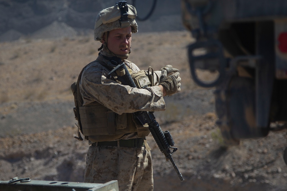 Bravo Battery trains in supported convoy operations