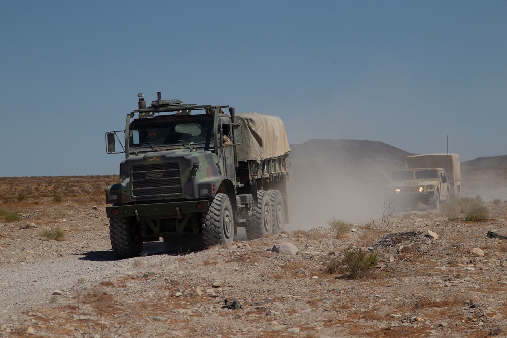 Bravo Battery trains in supported convoy operations