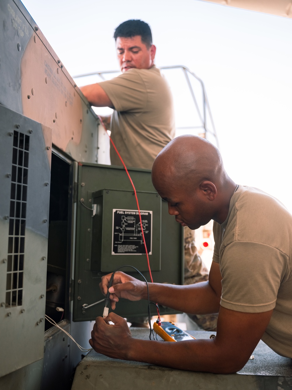 Task Force Phoenix mechanics from the 640th ASB at work