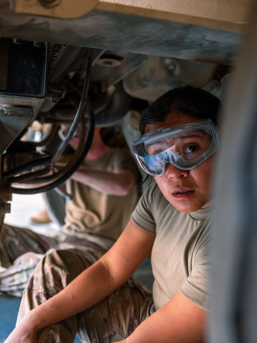 Task Force Phoenix mechanics from the 640th ASB at work