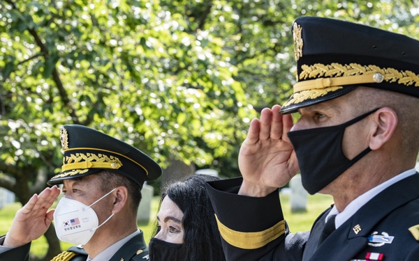President Moon Jae-in of the Republic of Korea Participates in an Armed Forces Full Honors Wreath-Laying Ceremony at the Tomb of the Unknown Soldier