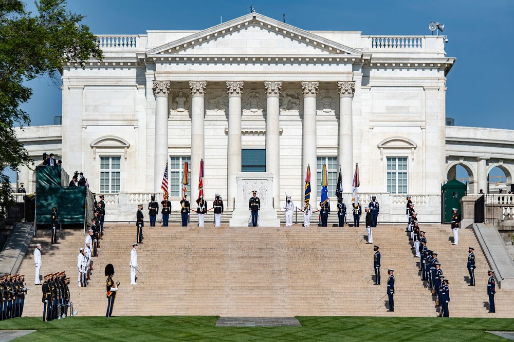 President Moon Jae-in of the Republic of Korea Participates in an Armed Forces Full Honors Wreath-Laying Ceremony at the Tomb of the Unknown Soldier