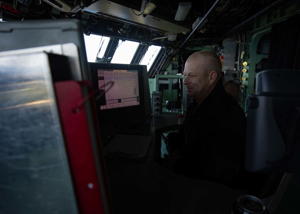 USS Sioux City Sailor Stands Watch on the Bridge