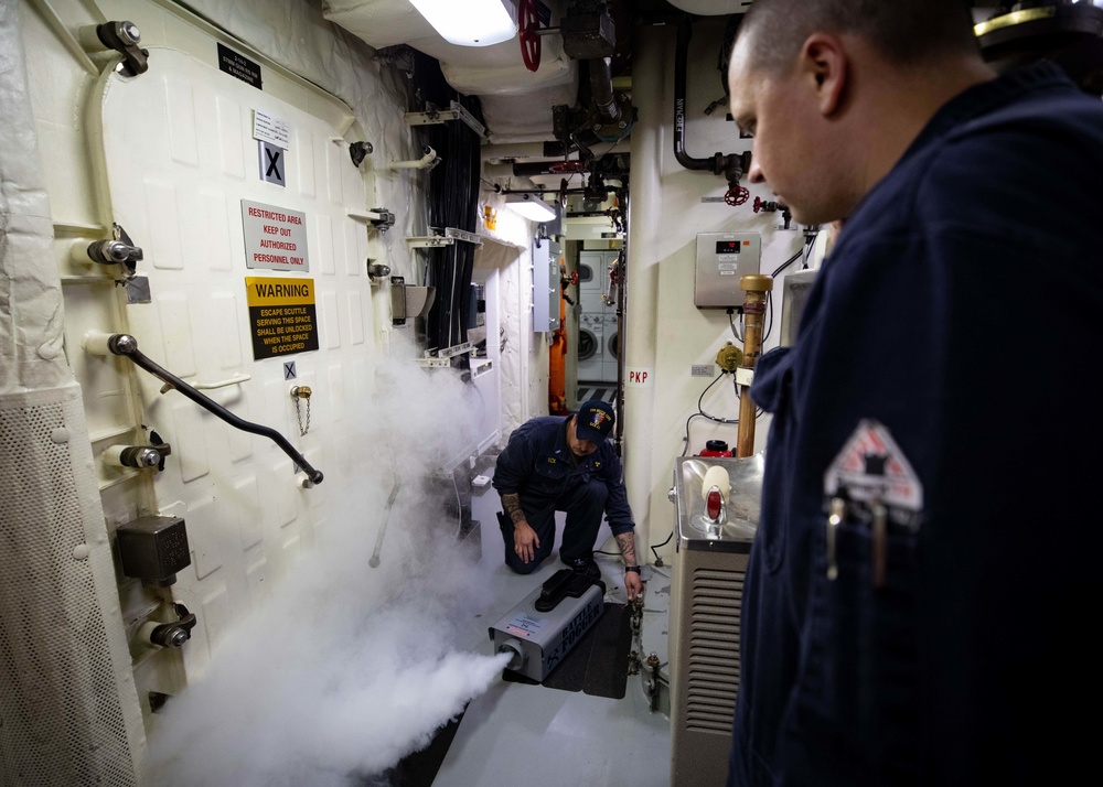 USS Sioux City Sailors Test Air Flow and Ventilation