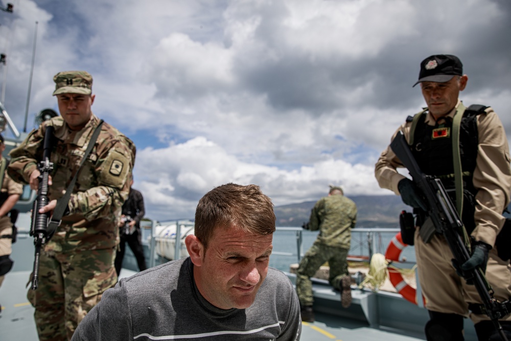 Soldiers and Sailors from Kosovo, Montenegro, Albania and the U.S. execute VBSS training