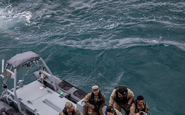 Soldiers and Sailors from Kosovo, Montenegro, Albania and the U.S. execute VBSS training