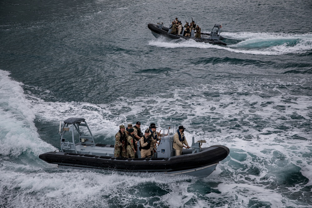 Soldiers and Sailors from Kosovo, Montenegro, Albania and the U.S. execute VBSS training