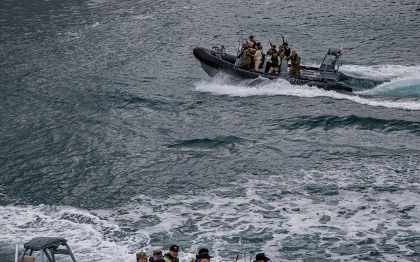 Soldiers and Sailors from Kosovo, Montenegro, Albania and the U.S. execute VBSS training