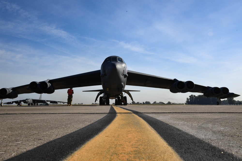 B-52s Take off from Moron Air Base to Support Missions Operations