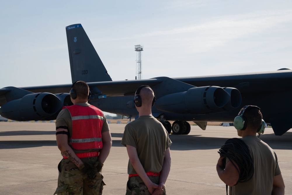 B-52s Take off from Moron Air Base to Support Missions Operations