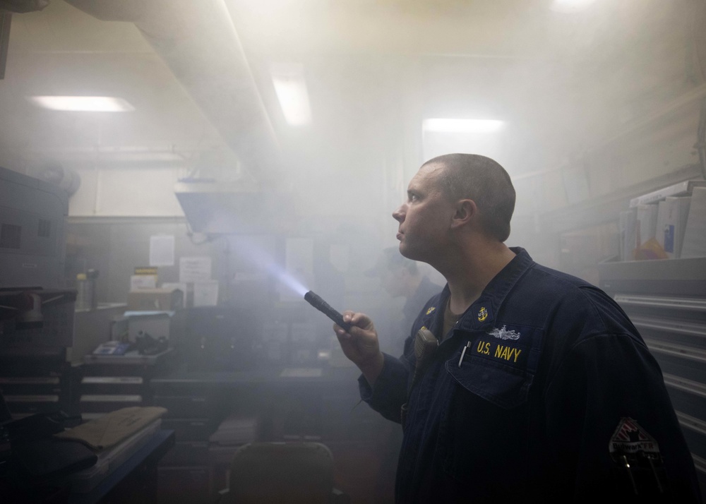 USS Sioux City Sailors Test Air Flow and Ventilation