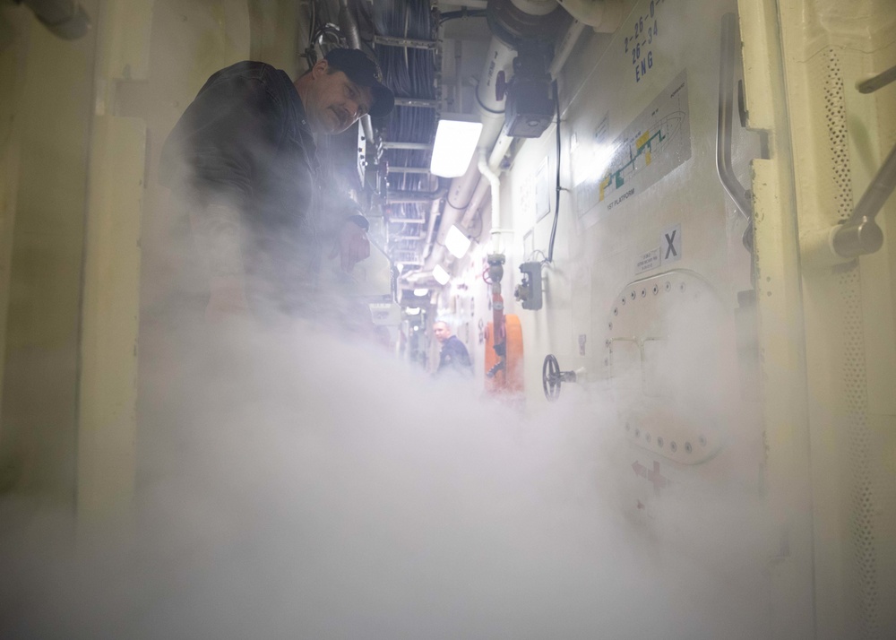 USS Sioux City Sailors Test Air Flow and Ventilation