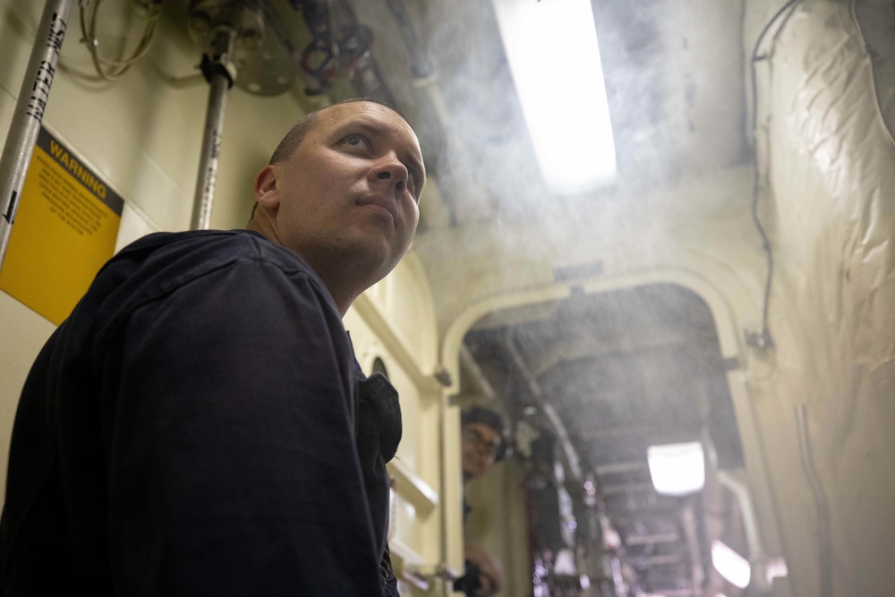 USS Sioux City Sailor Tests Air Flow and Ventilation