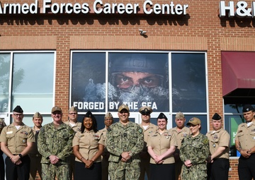 Commander, Navy Recruiting Command, RDML Dennis Velez, visit talent acquisition site Charlotte.