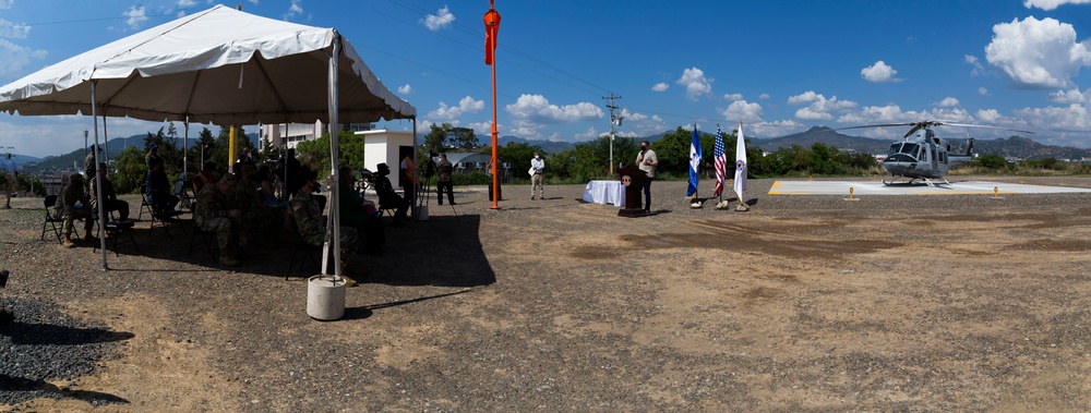 Ribbon cutting ceremony for helicopter landing pad in Tegucigalpa