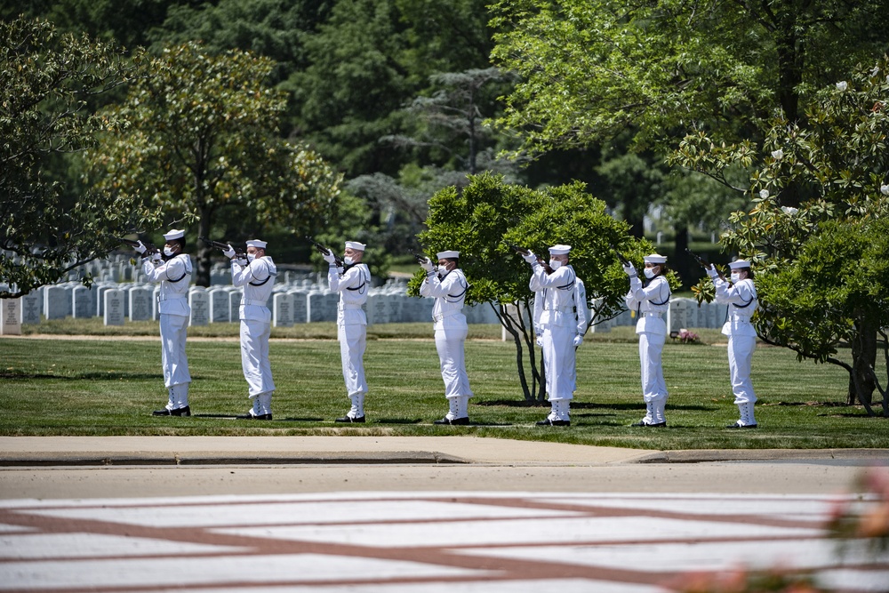 Military Funeral Honors Are Conducted For U.S. Navy Radioman 3rd Class Thomas Griffith in Section 60