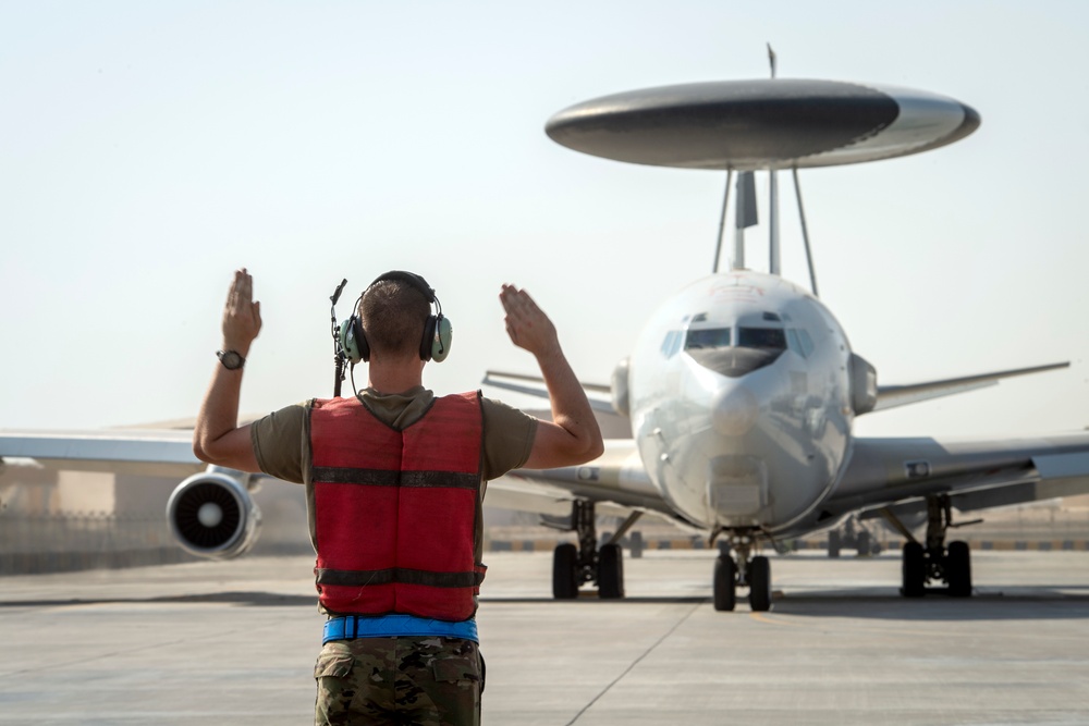 AWACS E-3 Sentry takes off in support of Desert Mirage III