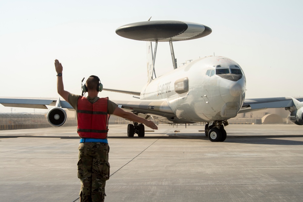 AWACS E-3 Sentry takes off in support of Desert Mirage III