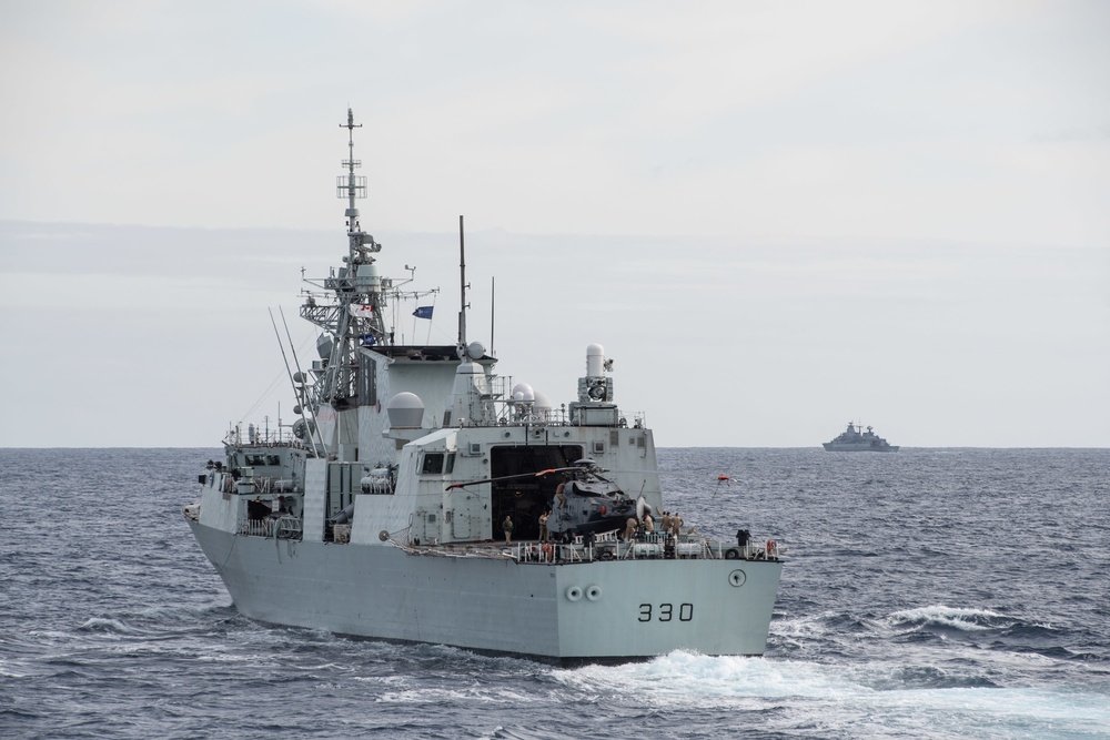 HMCS Halifax sails in Steadfast Defender 2021 Maritime Live Exercise in the vicinity of Lisbon, Portugal