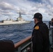 Standing NATO Maritime Group One (SNMG1) Flagship HMCS Halifax conducts a sail past with Standing NATO Maritime Group Two (SNMG2) Flagship ESPS Méndez Núñez off the coast of Portugal