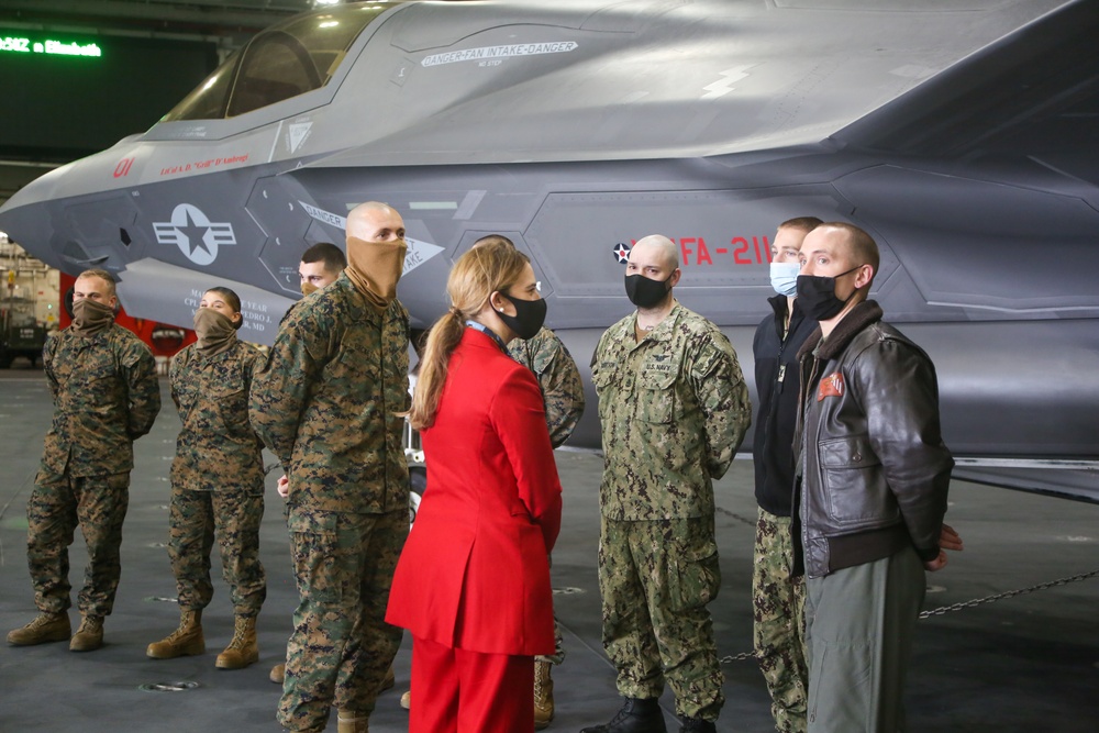 Chargé d’Affaires Yael Lempert Visits Americans Aboard HMS Queen Elizabeth