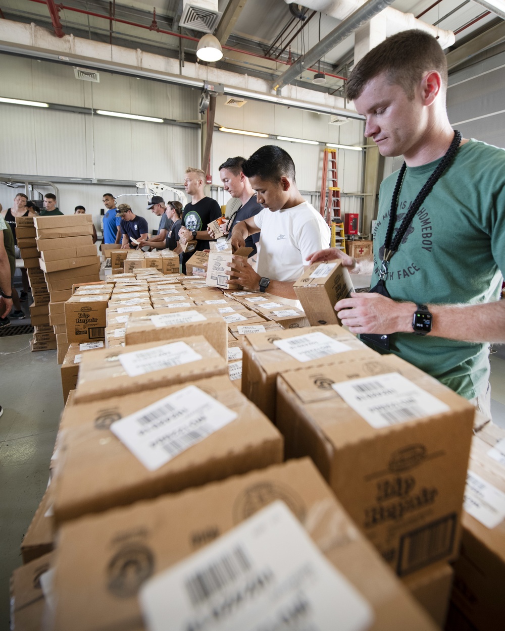 Troops Assemble Care Packages on Camp Lemonnier