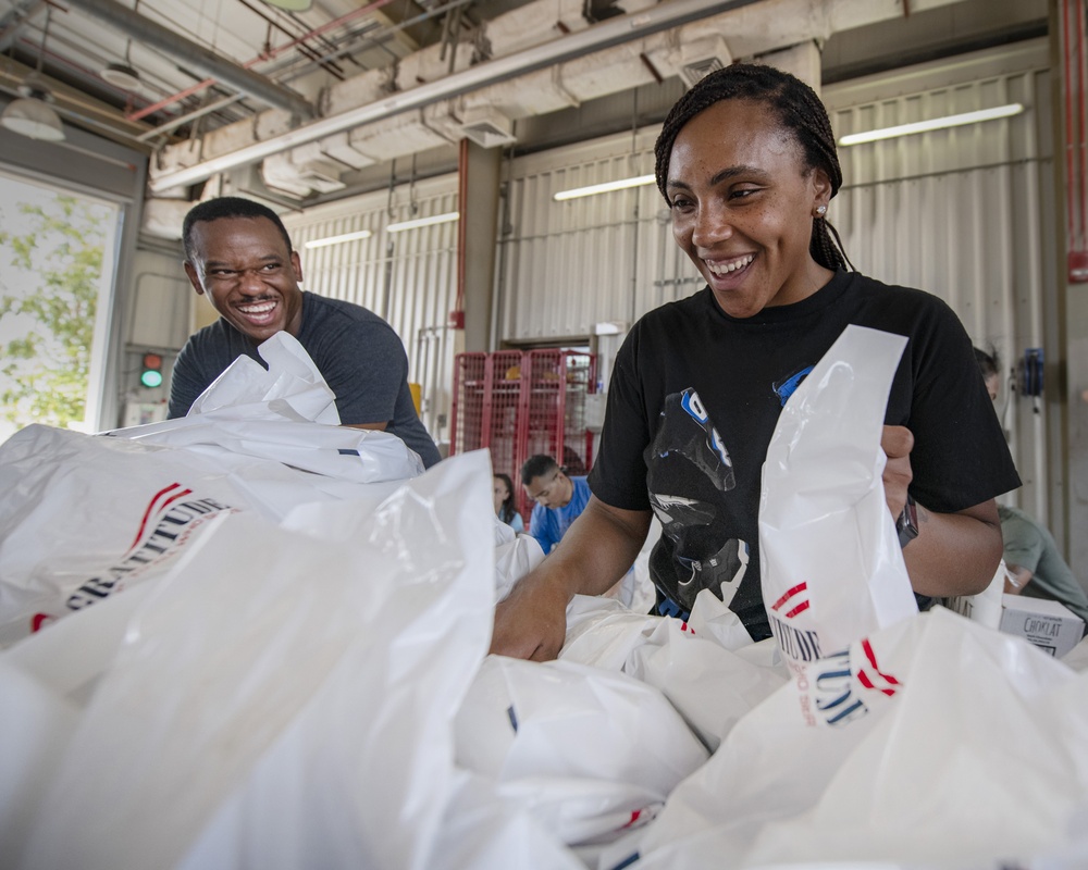 Troops Assemble Care Packages on Camp Lemonnier