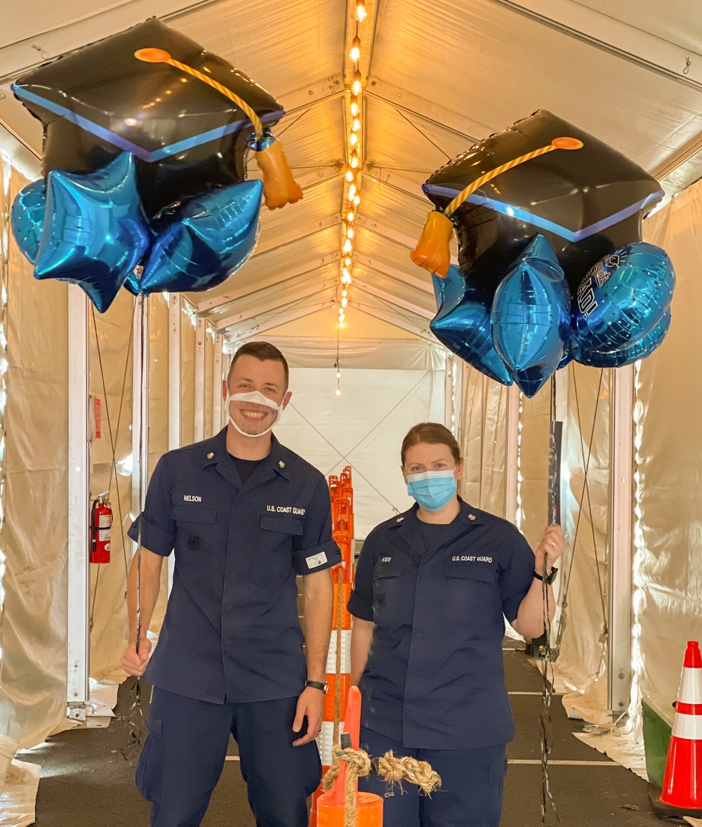 U.S. Coast Guardsmen go above and beyond to graduate college as they continue to vaccinate thousands of Marylanders