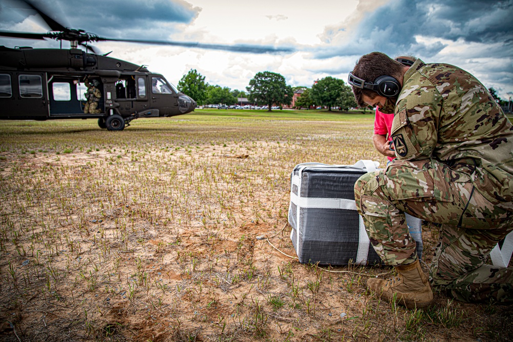 The U.S. Army Aeromedical Research Laboratory conducts speed bag system testing.