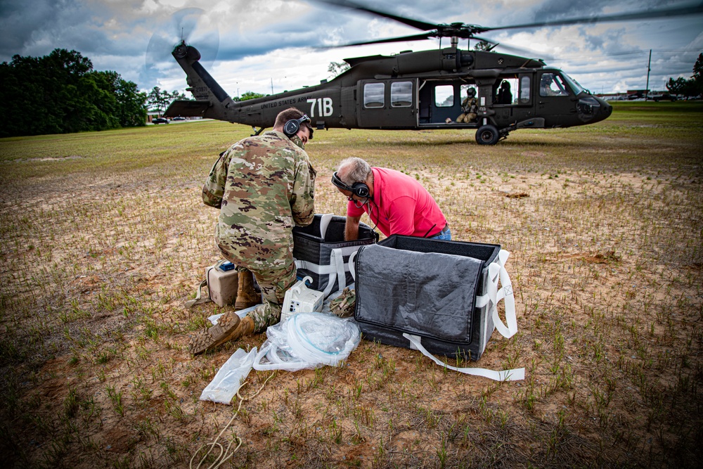 The U.S. Army Aeromedical Research Laboratory conducts speed bag system testing.