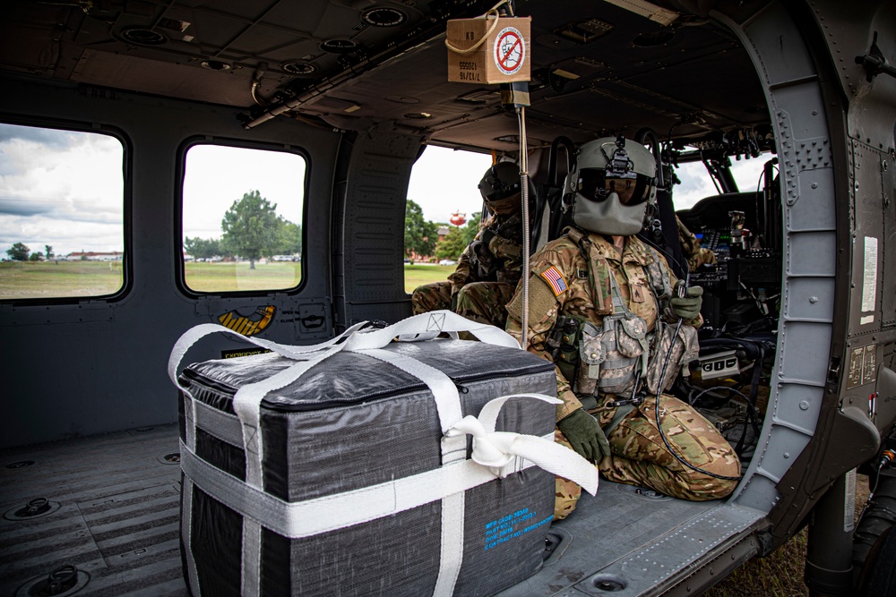 The U.S. Army Aeromedical Research Laboratory conducts speed bag system testing.