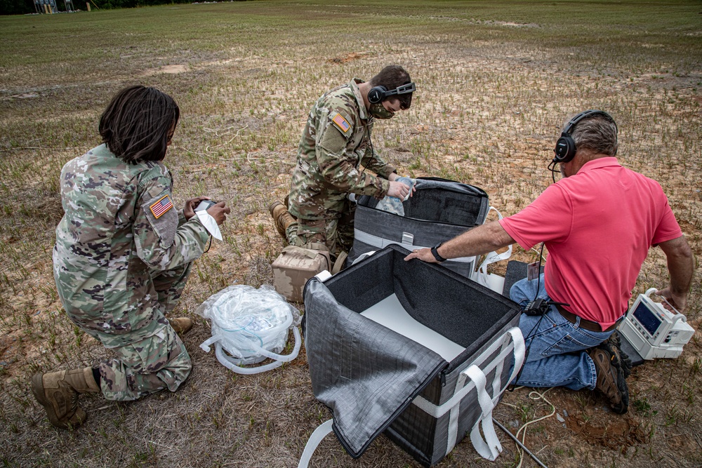 The U.S. Army Aeromedical Research Laboratory conducts speed bag system testing.