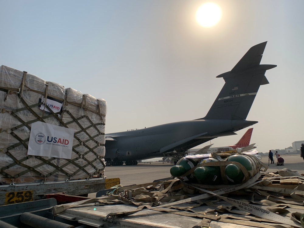 The first of several emergency COVID-19 relief shipments from the United States arrives in India.